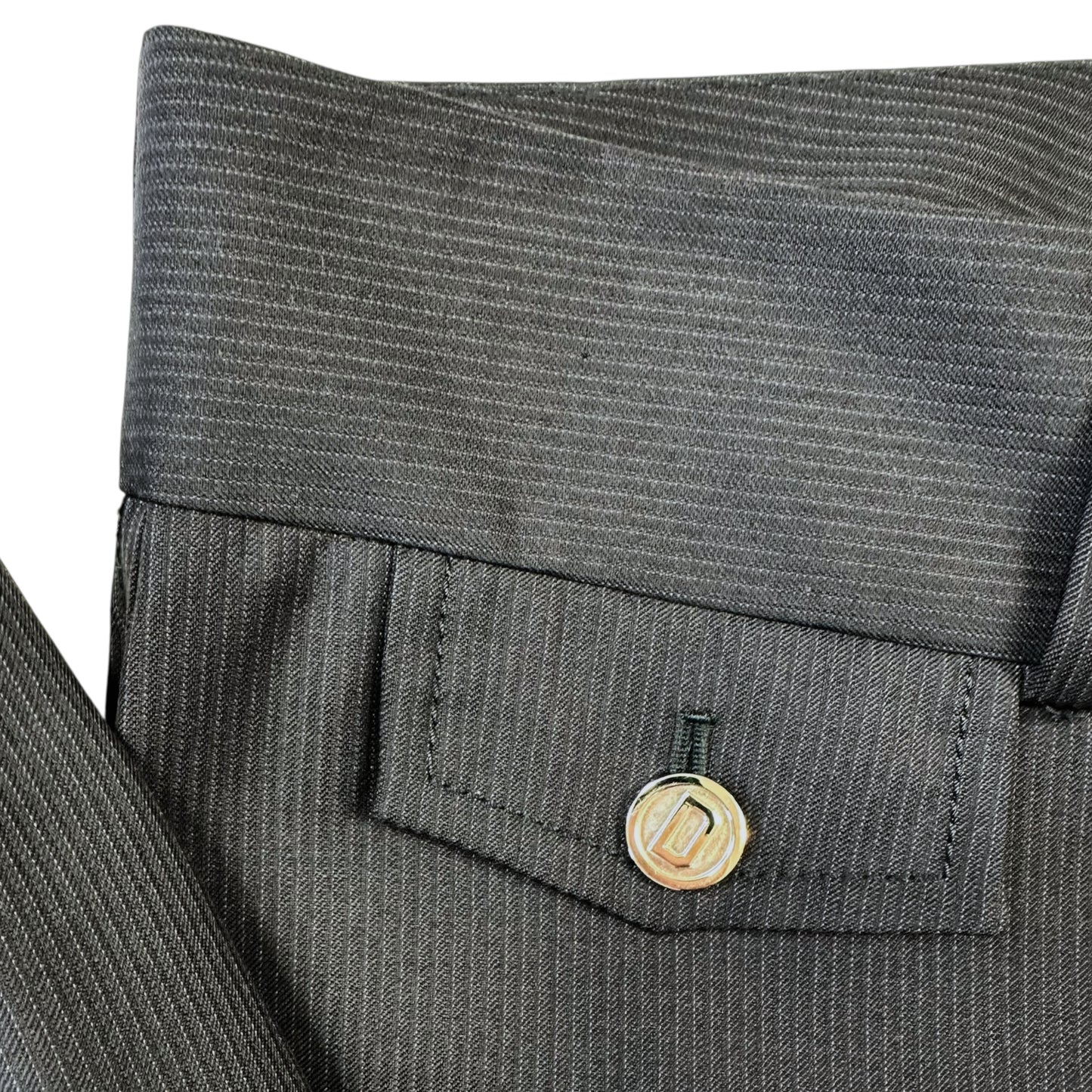 Dolce & Gabbana Gray Wool Low Rise Striped Slacks