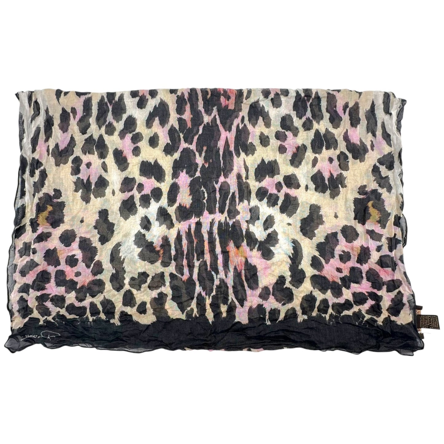 Roberto Cavalli Semi-Sheer Pink Leopard Print Stole Scarf