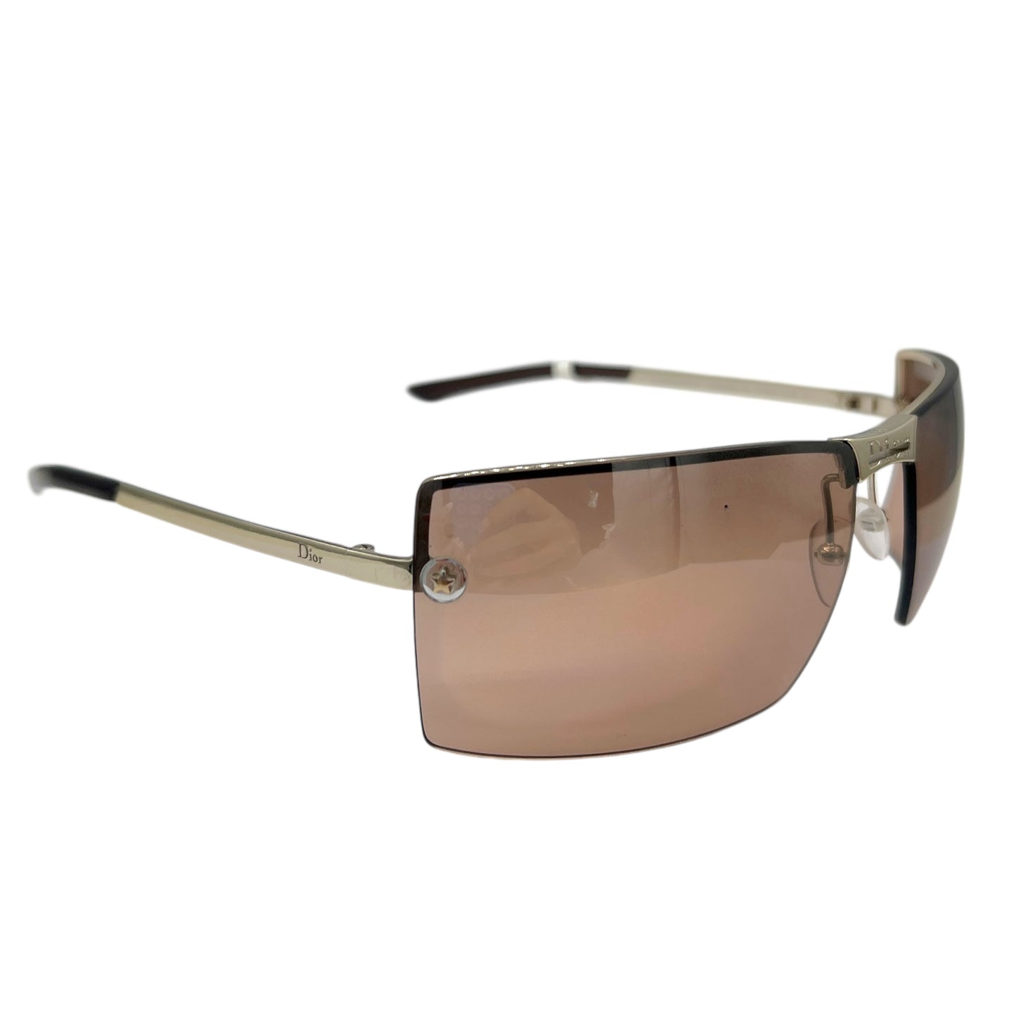 Christian Dior Adiorable2 Brown & Silver Rimless Rectangle Sunglasses