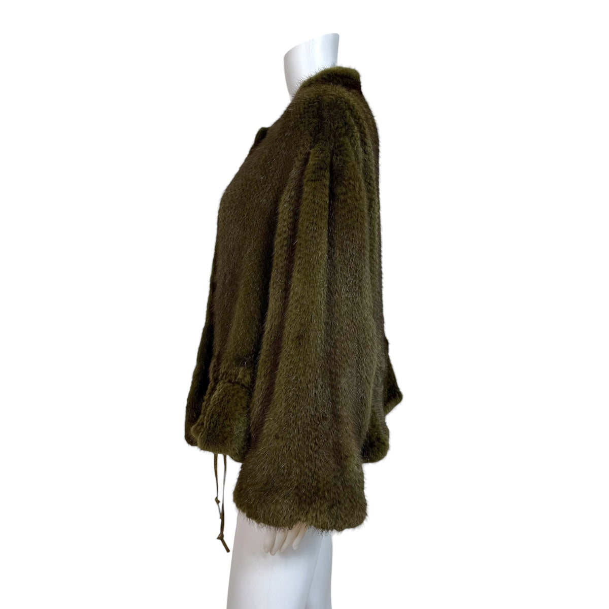 Roberto Cavalli Mink Fur Puff Sleeve Coat Khaki Green