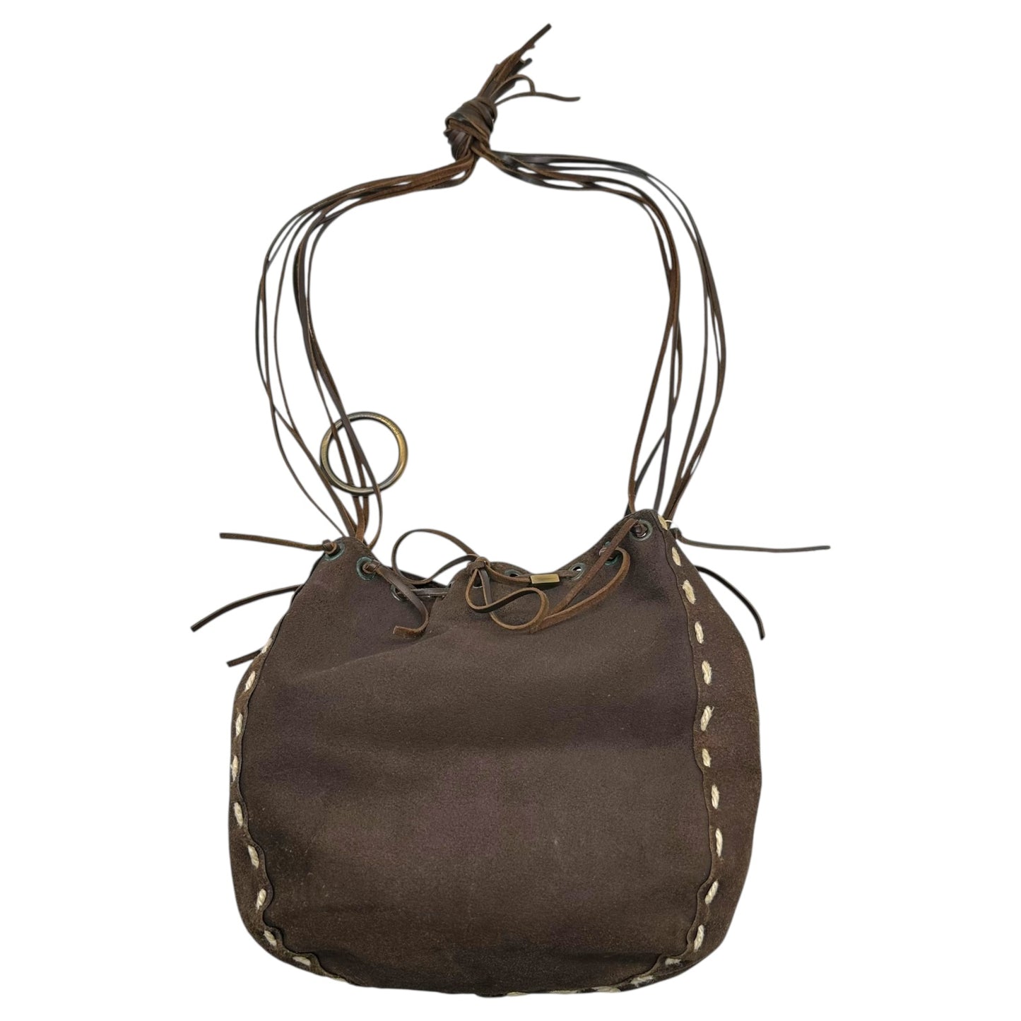 Dolce & Gabbana Brown Suede Whipstitch Bucket Bag - Outfit Repeater