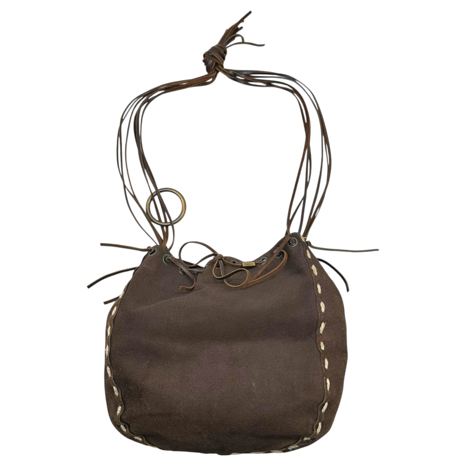 Dolce & Gabbana Brown Suede Whipstitch Bucket Bag - Outfit Repeater