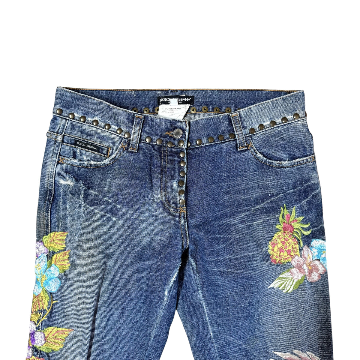 Dolce & Gabbana Hawaii Embroidered & Studded Jeans