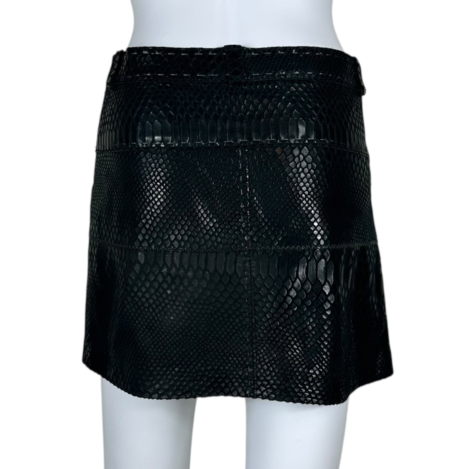 Just Cavalli Roberto Cavalli Faux Sankeskin Black Mini Skirt - Outfit Repeater