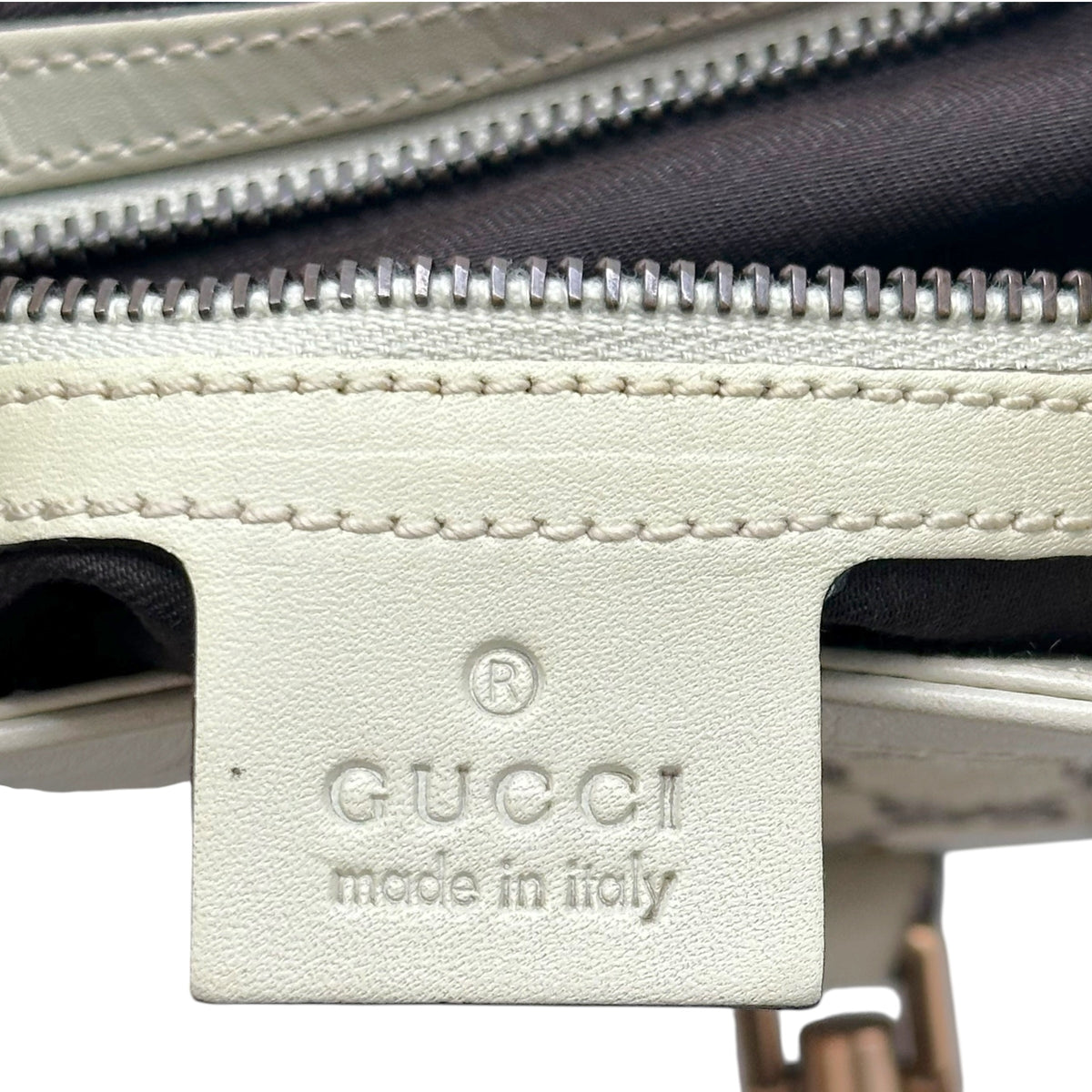 Gucci Mini Piston Lock Jackie Bag Ivory Leather Monogram