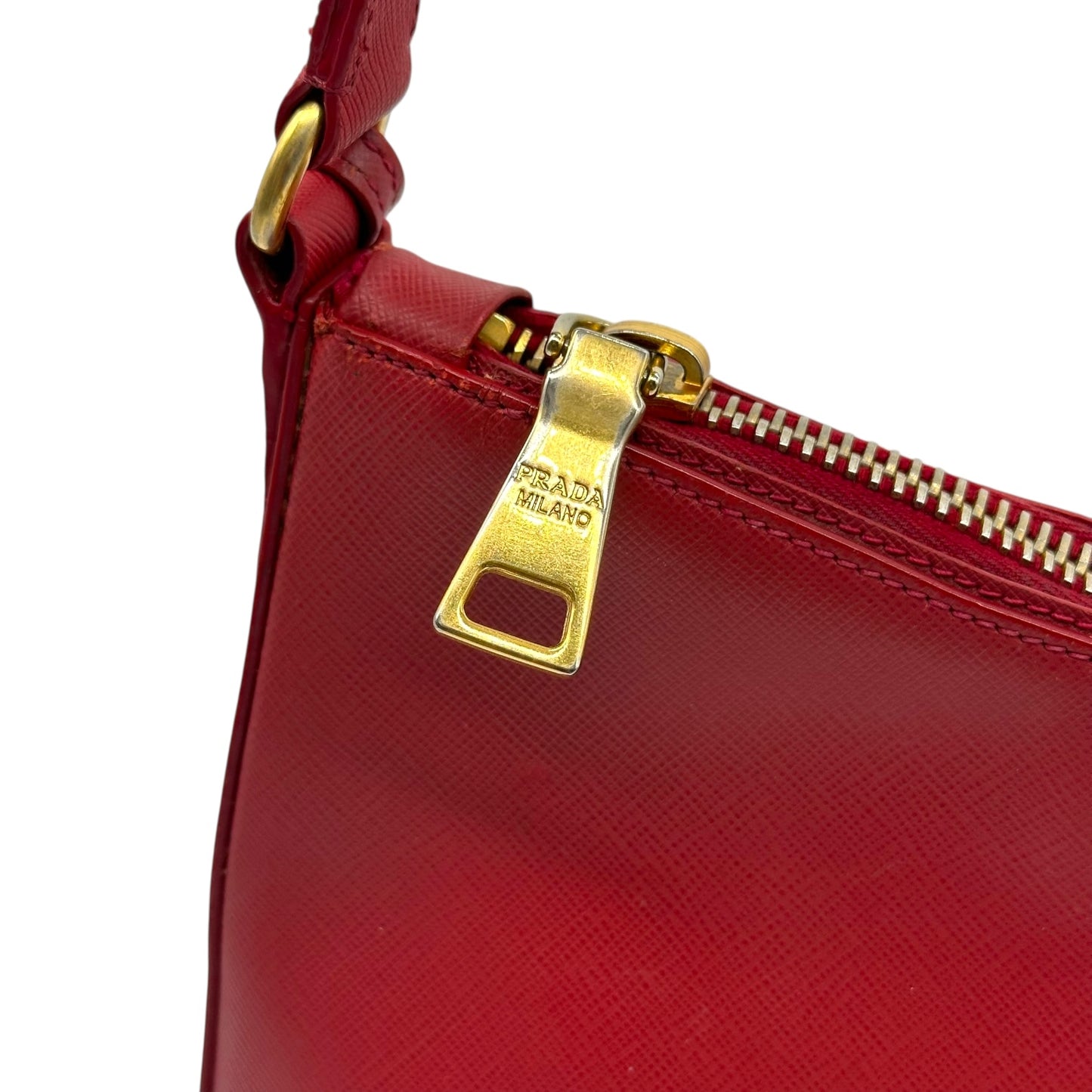 Prada Red Saffiano Leather Hobo Shoulder Bag