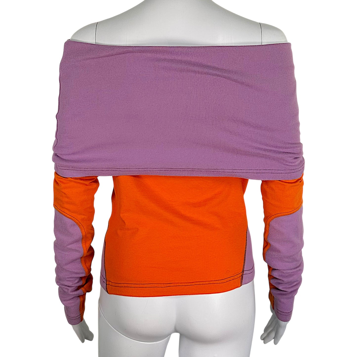 D&G Dolce & Gabbana Purple & Orange Logo Print Off Shoulder T-Shirt