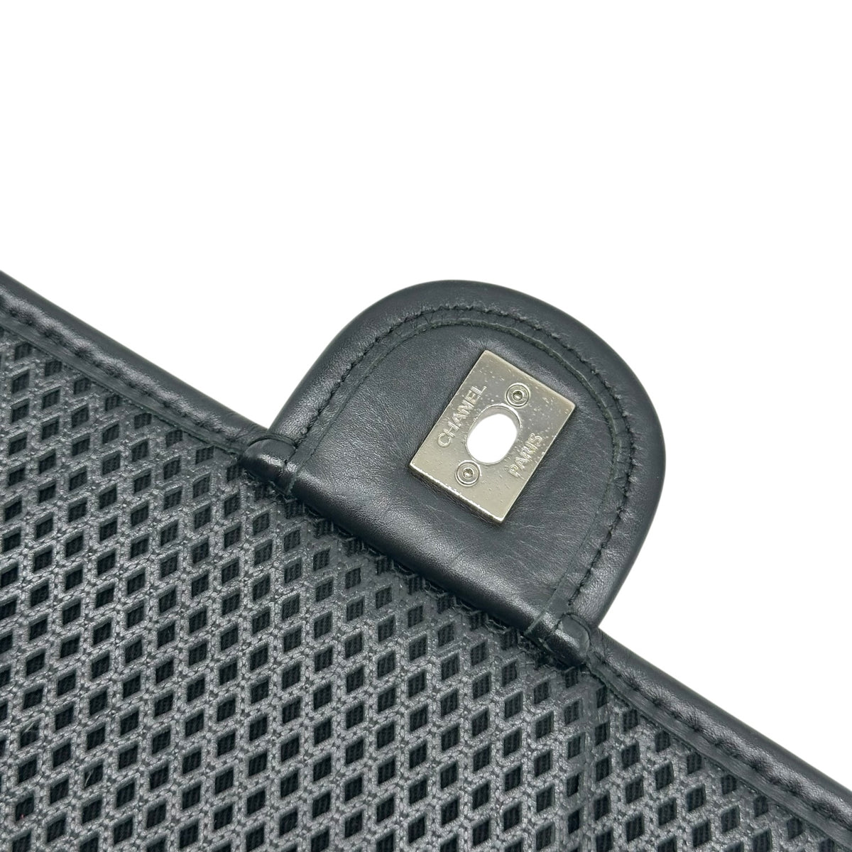 Chanel Black Perforated Leather Medium Flap Shoulder Bag