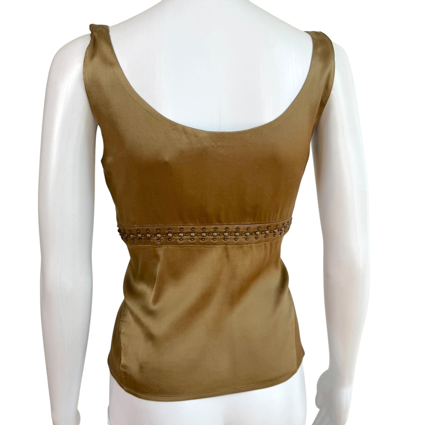 Roberto Cavalli Silk Sleeveless Blouse Brown Tie-Front