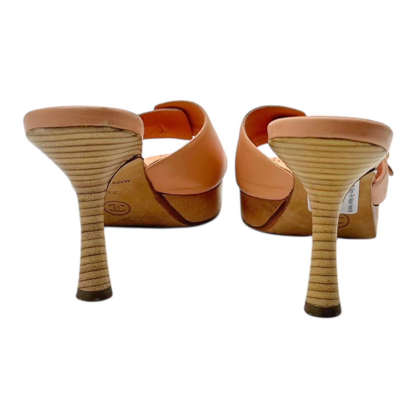 Chanel Light Pink Safety Pin Mule Heels