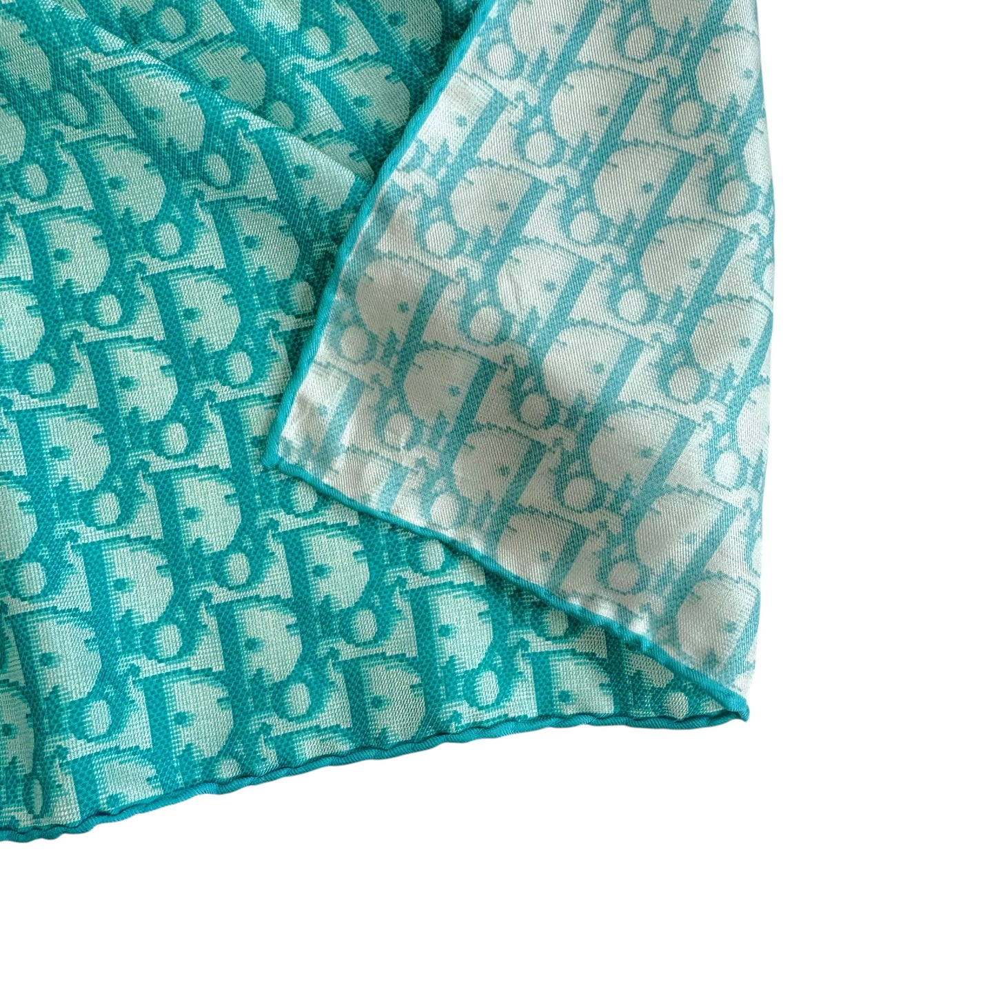 Christian Dior Turquoise Trotter Monogram Silk Square Scarf