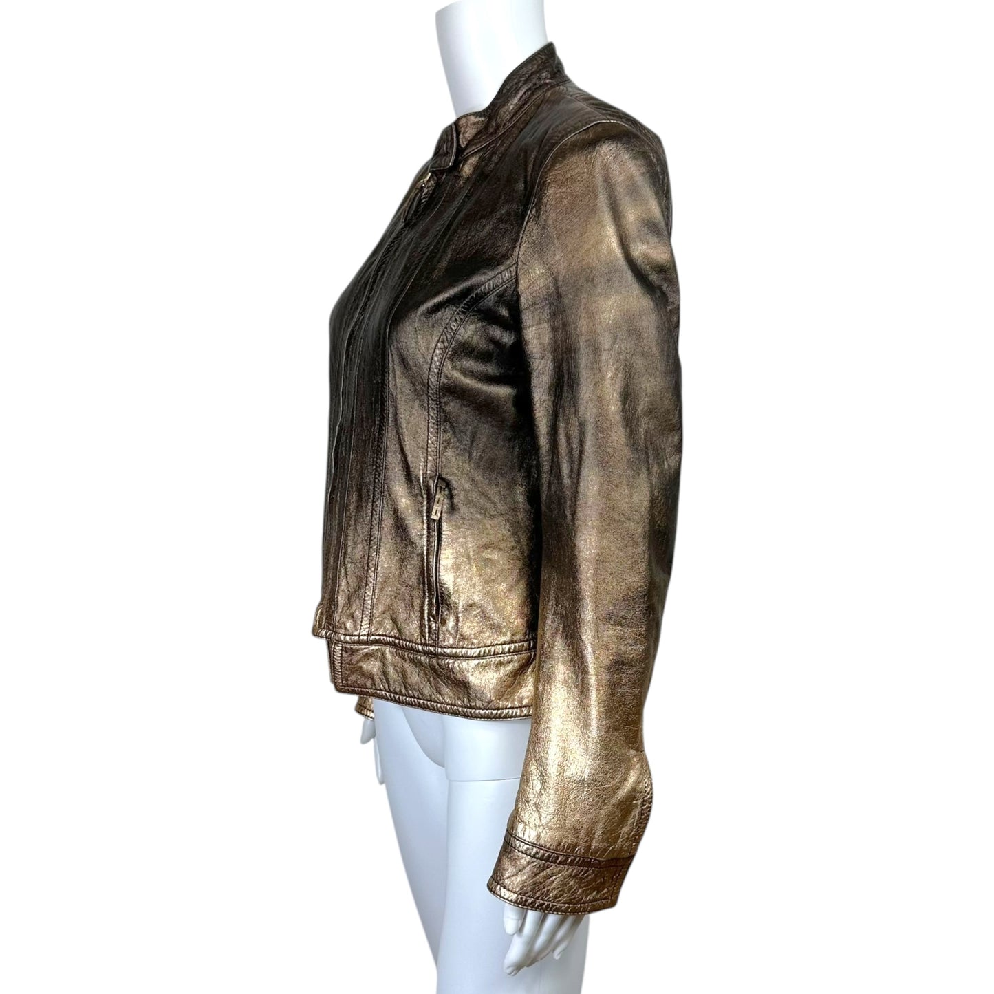 Roberto Cavalli 2008 Bronze Metallic Gradient Leather Jacket