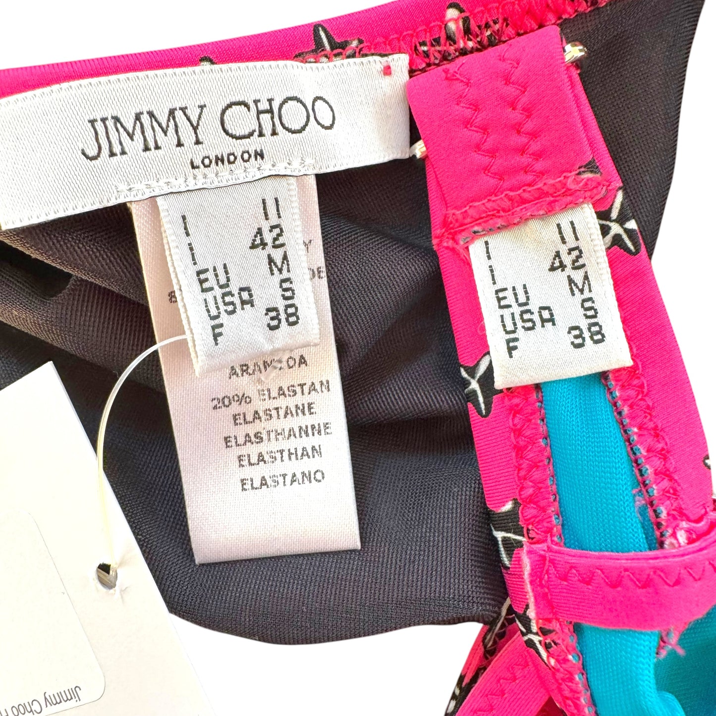 Jimmy Choo Hot Pink & Black Star Printed Bikini Set