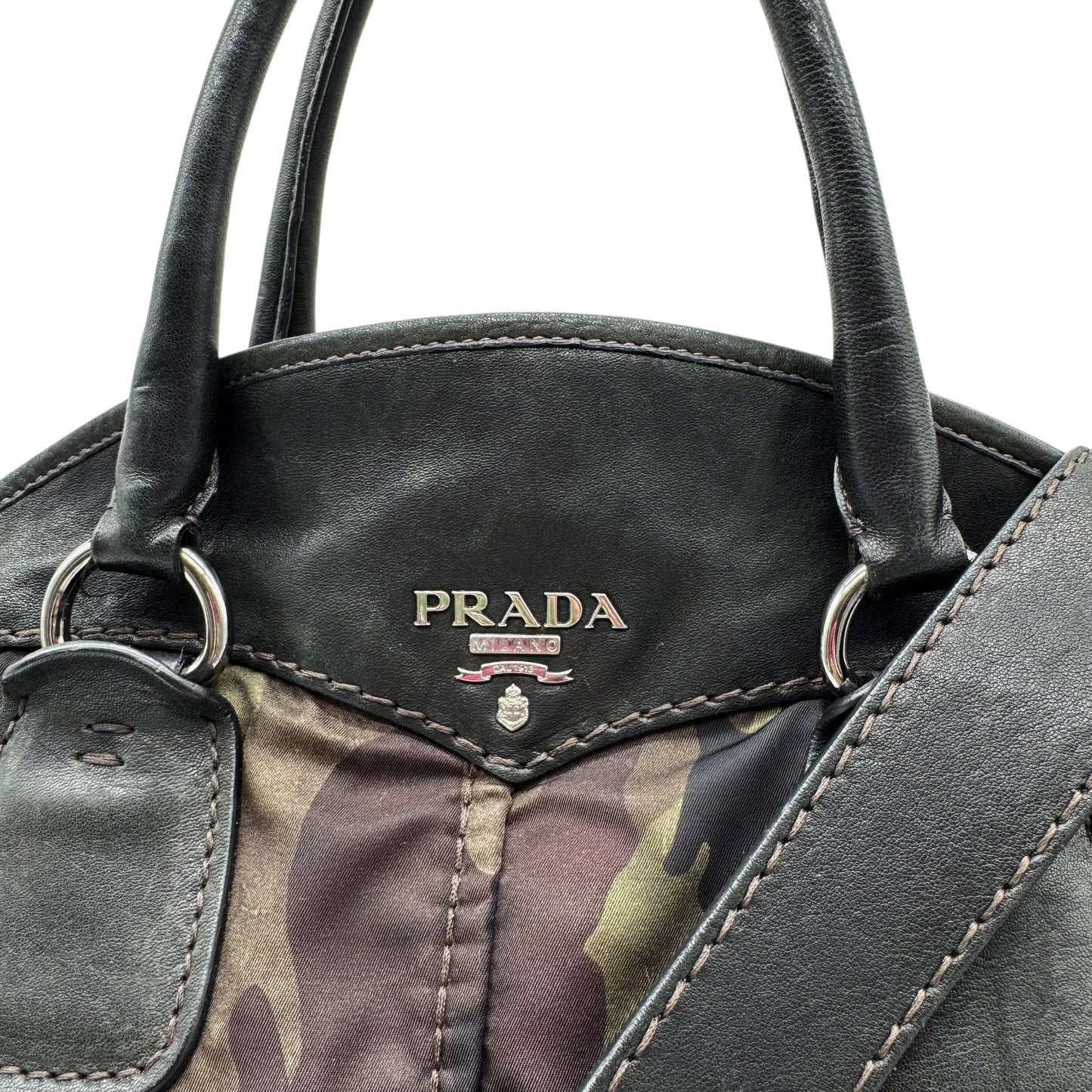 Prada Camouflage & Leather Studded 2-Way Hobo Bag - Outfit Repeater