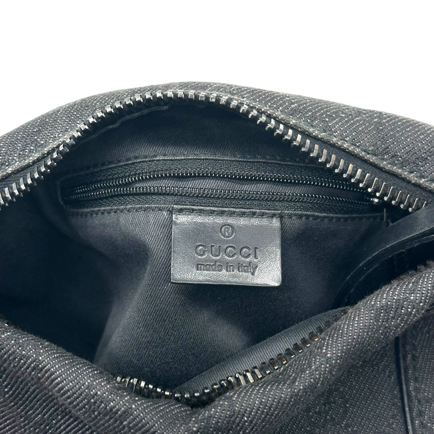 Gucci Gray Denim Monogram Mini Hobo Bag