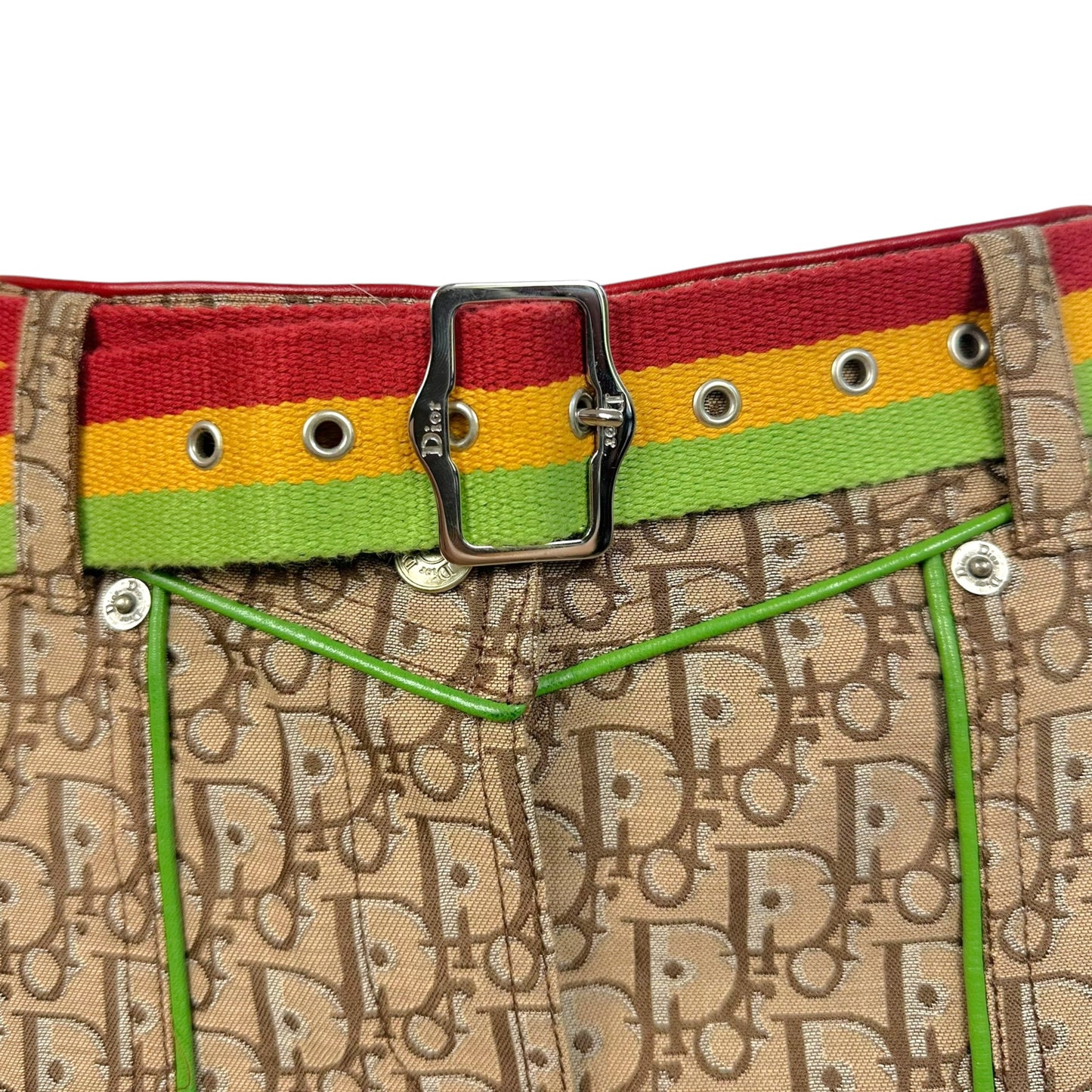 Christian Dior F/W 2004 Rasta Trotter Monogram Belted Mini Skirt