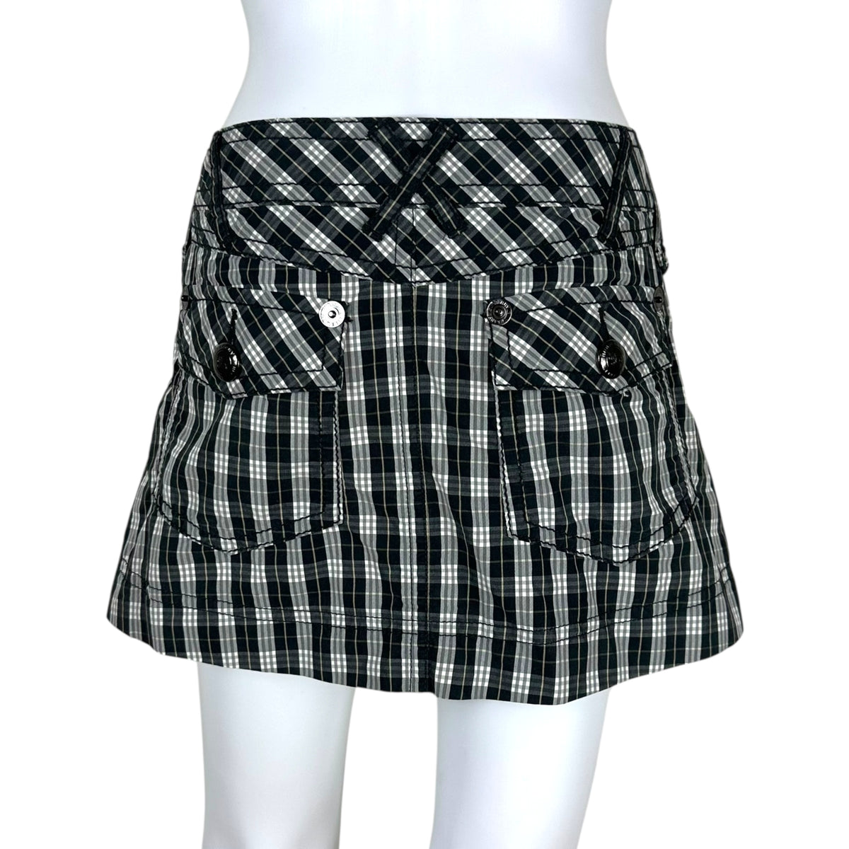 Burberry Black Plaid Mini Skirt No Pleat