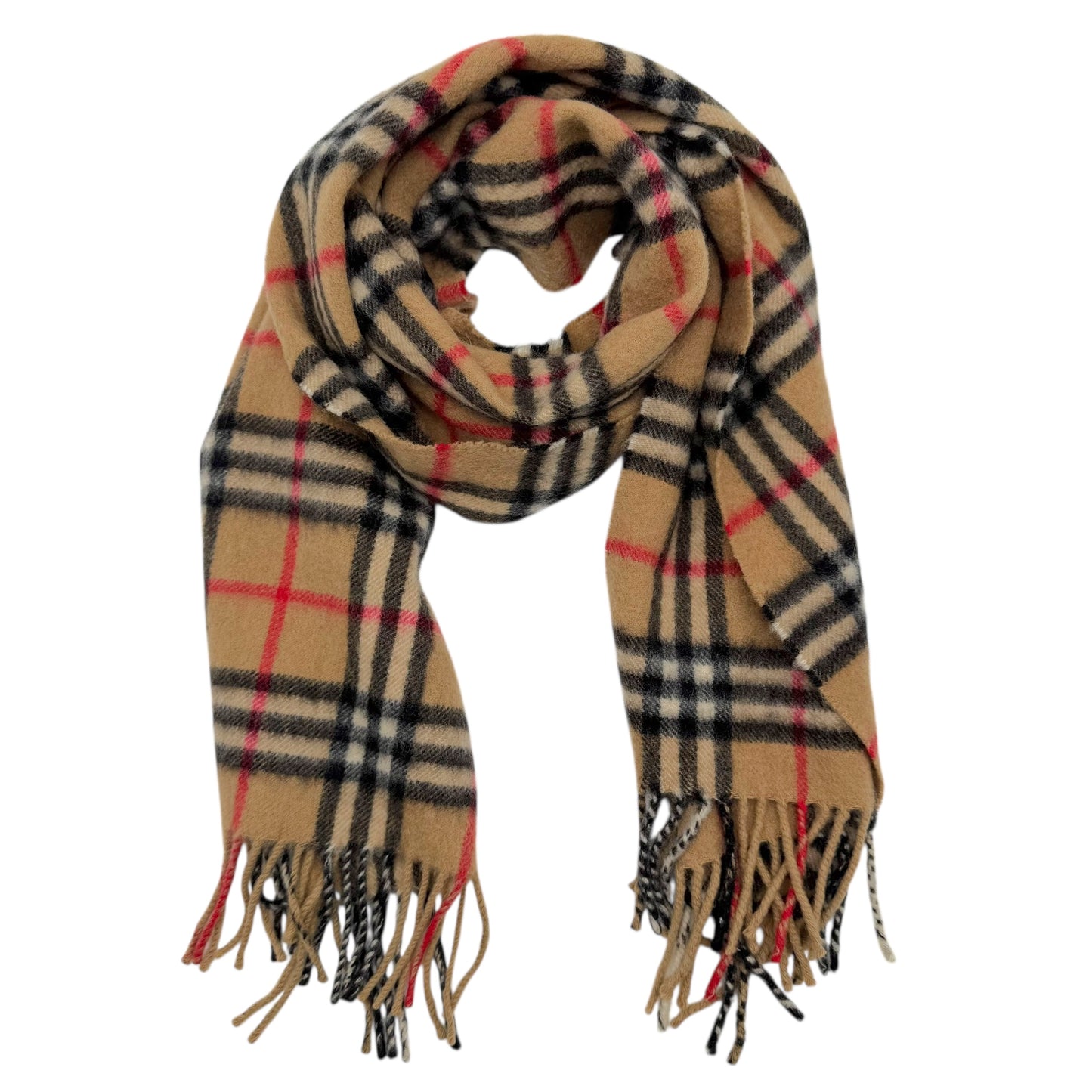 Burberry Tan Nova Check Plaid Cashmere Scarf - Outfit Repeater