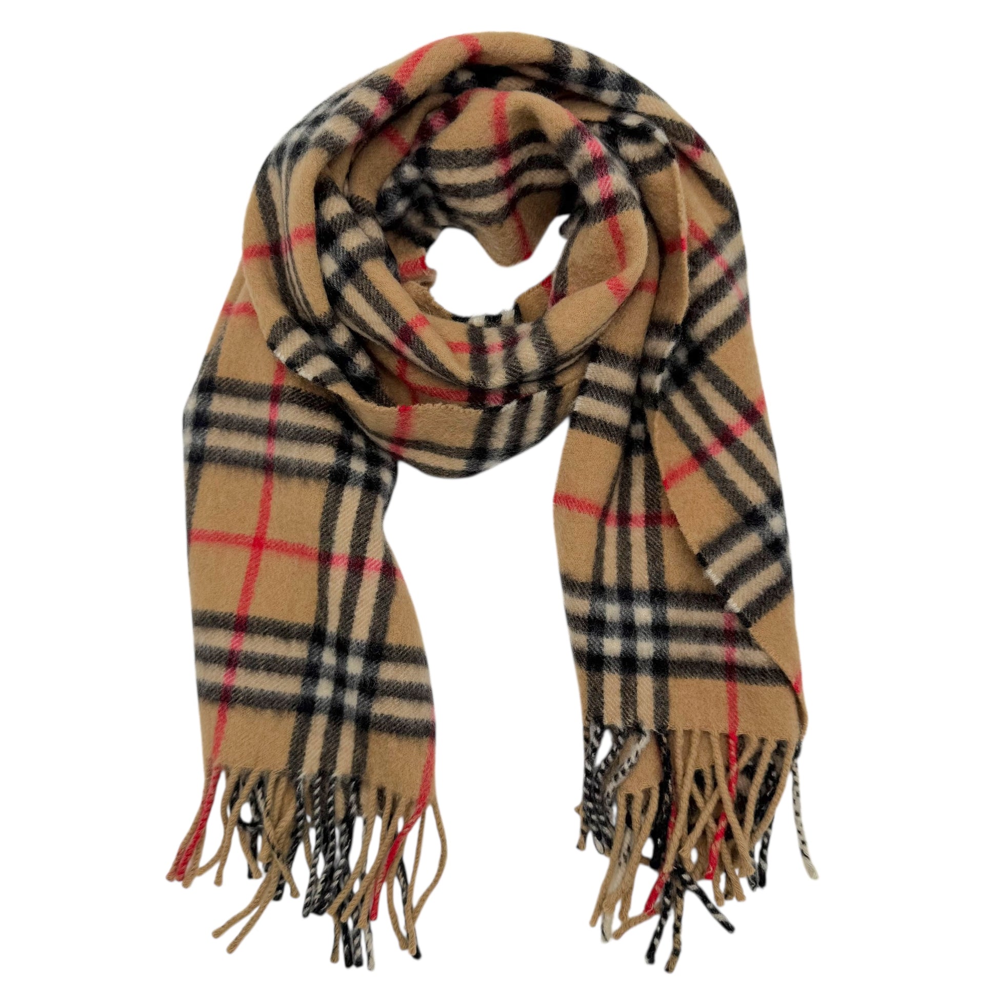 Burberry Tan Nova Check Plaid Cashmere Scarf - Outfit Repeater