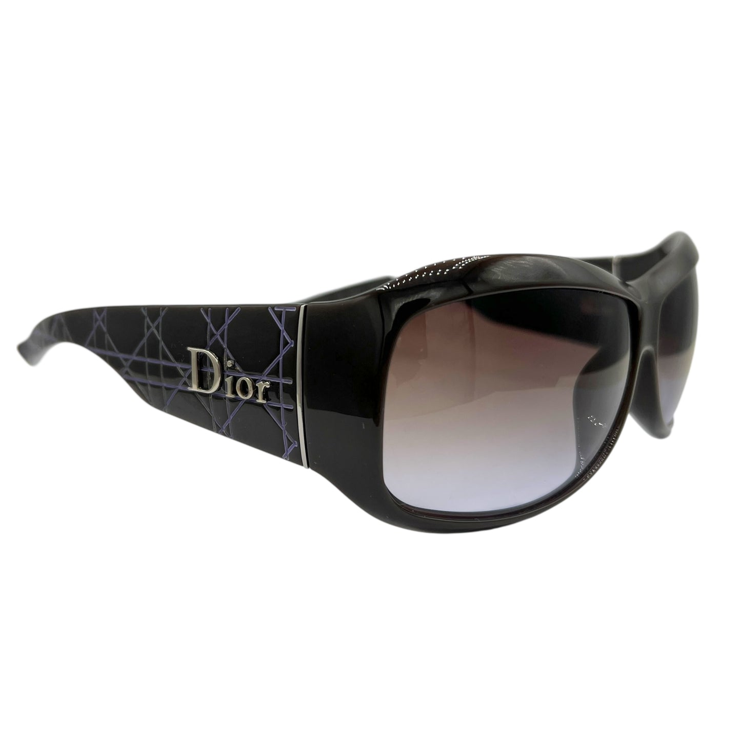 Christian Dior Brown & Purple Cannage Shield Sunglasses w/ Case