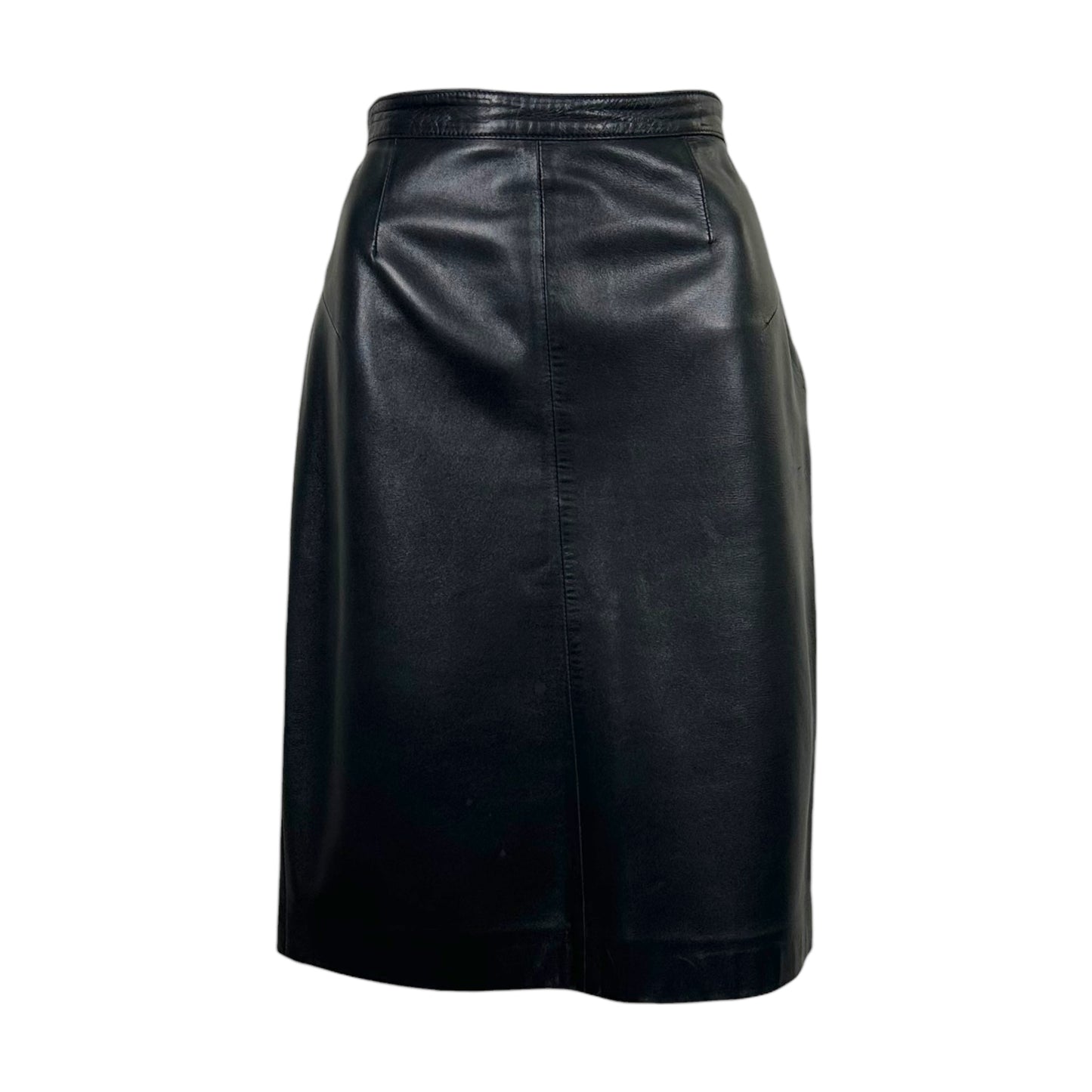 Gucci by Tom Ford F/W 1997 Black Leather Midi Skirt