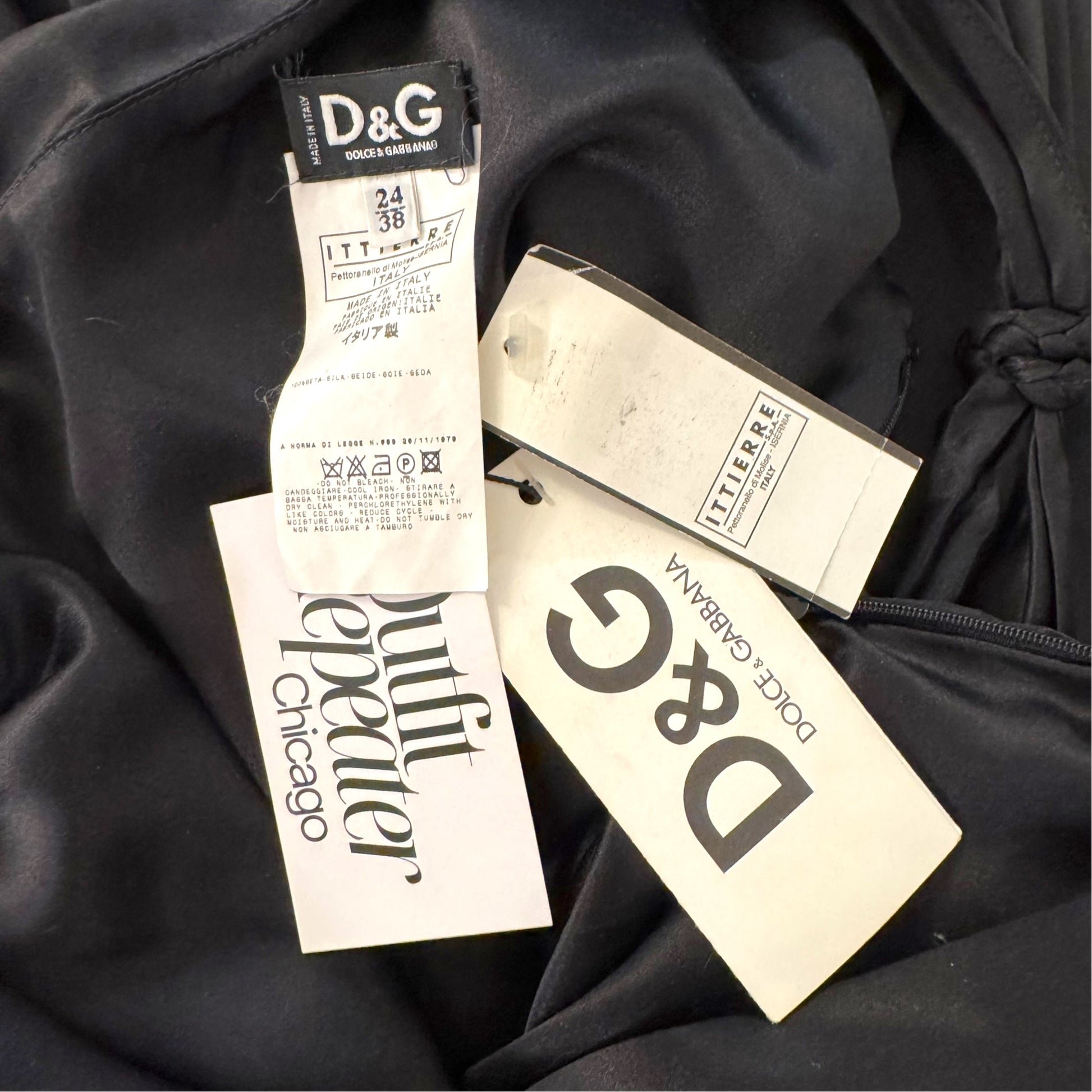Dolce & Gabbana Black Silk Asymmetrical Midi Dress