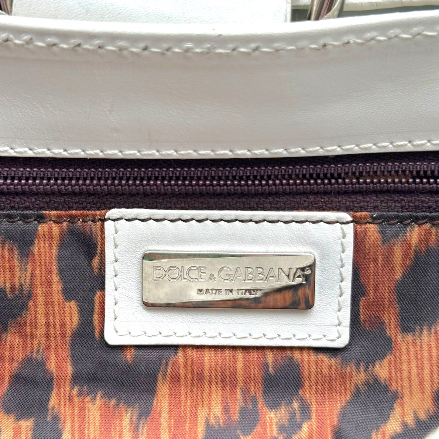 Dolce & Gabbana White Leather Fringe Trim Shoulder Bag