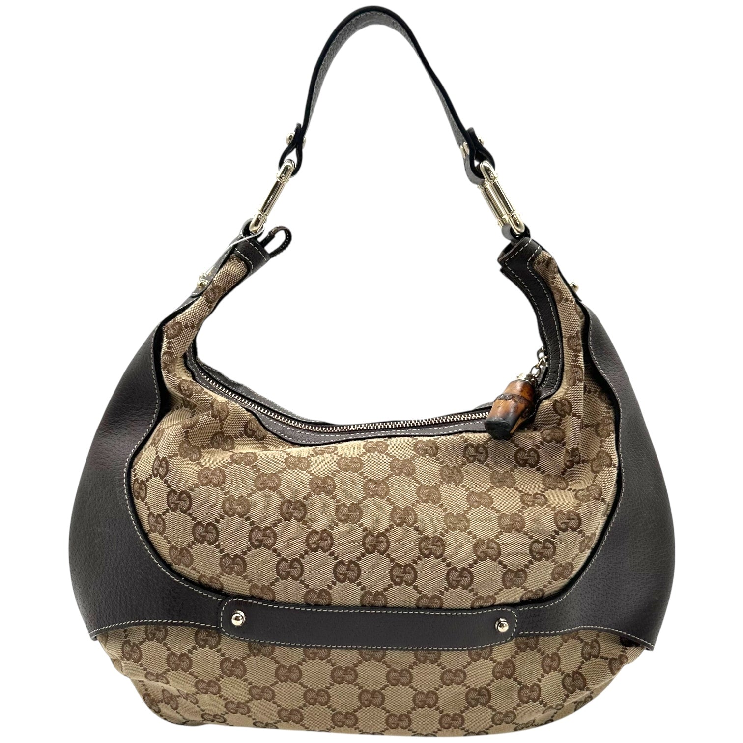Gucci Tan Monogram Canvas Crescent Shoulder Bag - Outfit Repeater
