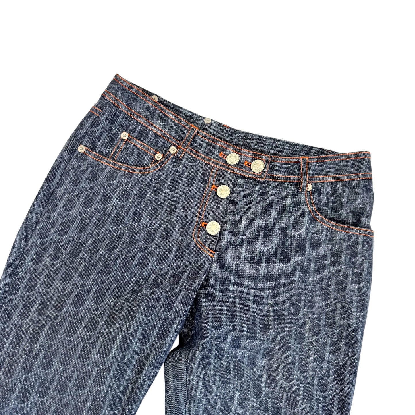 Christian Dior S/S 2006 Dior Flight Navy Blue Trotter Monogram Jeans