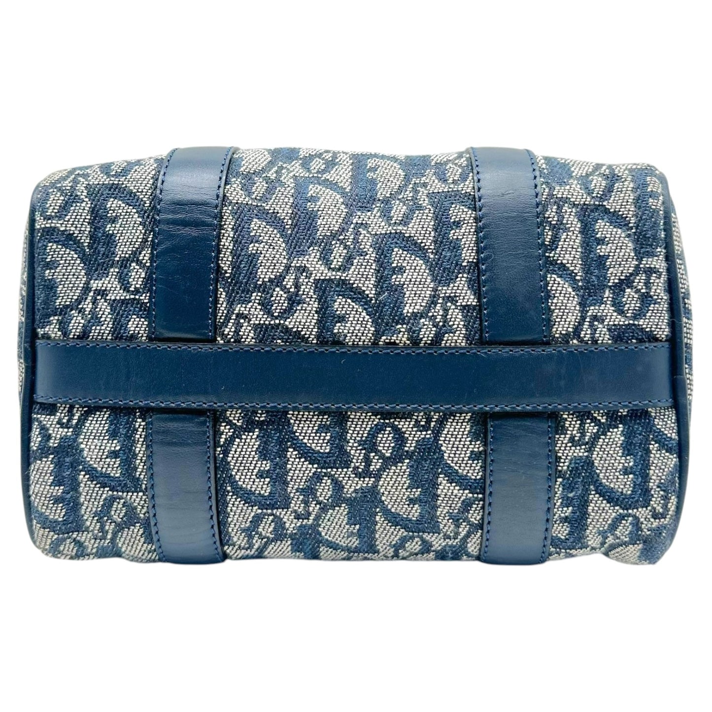 Christian Dior Navy Blue Trotter Monogram Small Boston Bag
