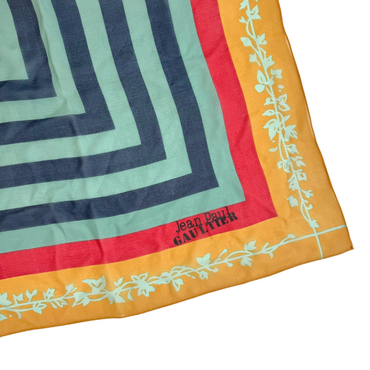 Jean Paul Gaultier Striped Multicolor Large Square Silk Scarf