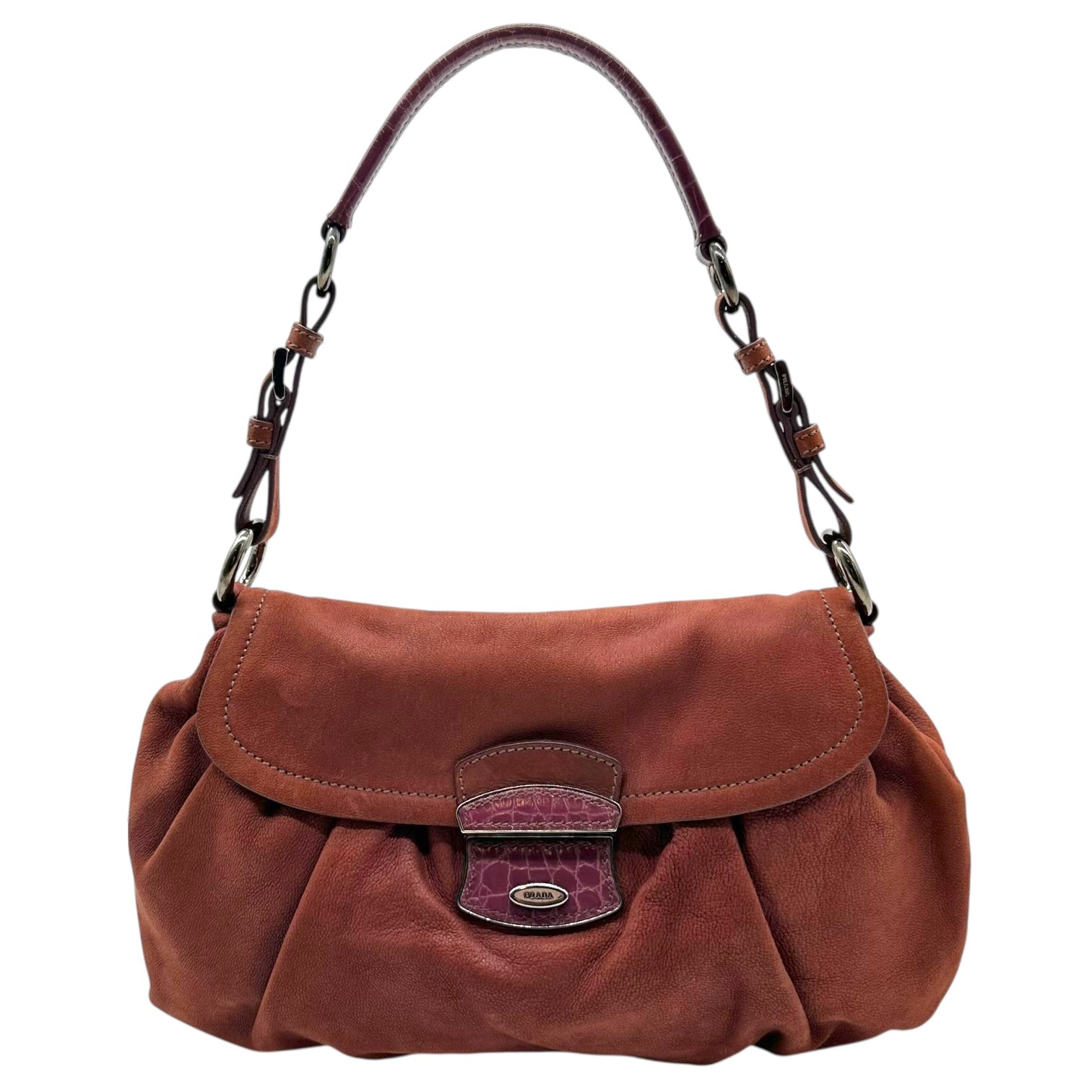 Prada Bugundy Nubuck Suede Shoulder Bag - Outfit Repeater