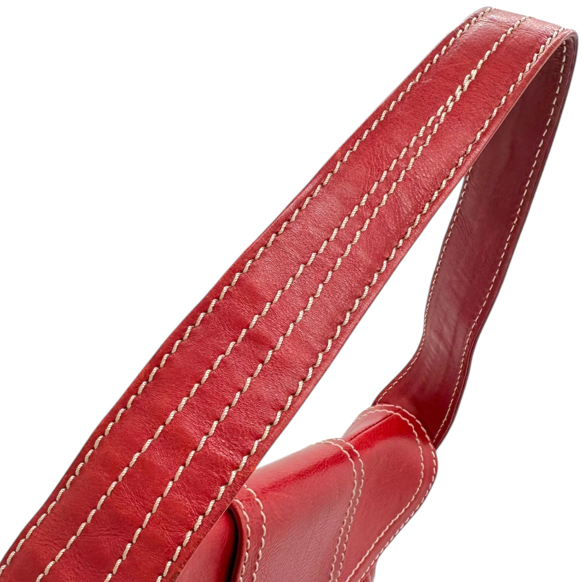 Celine Red Leather Buckled Shoulder Bag - Outfit Repeater