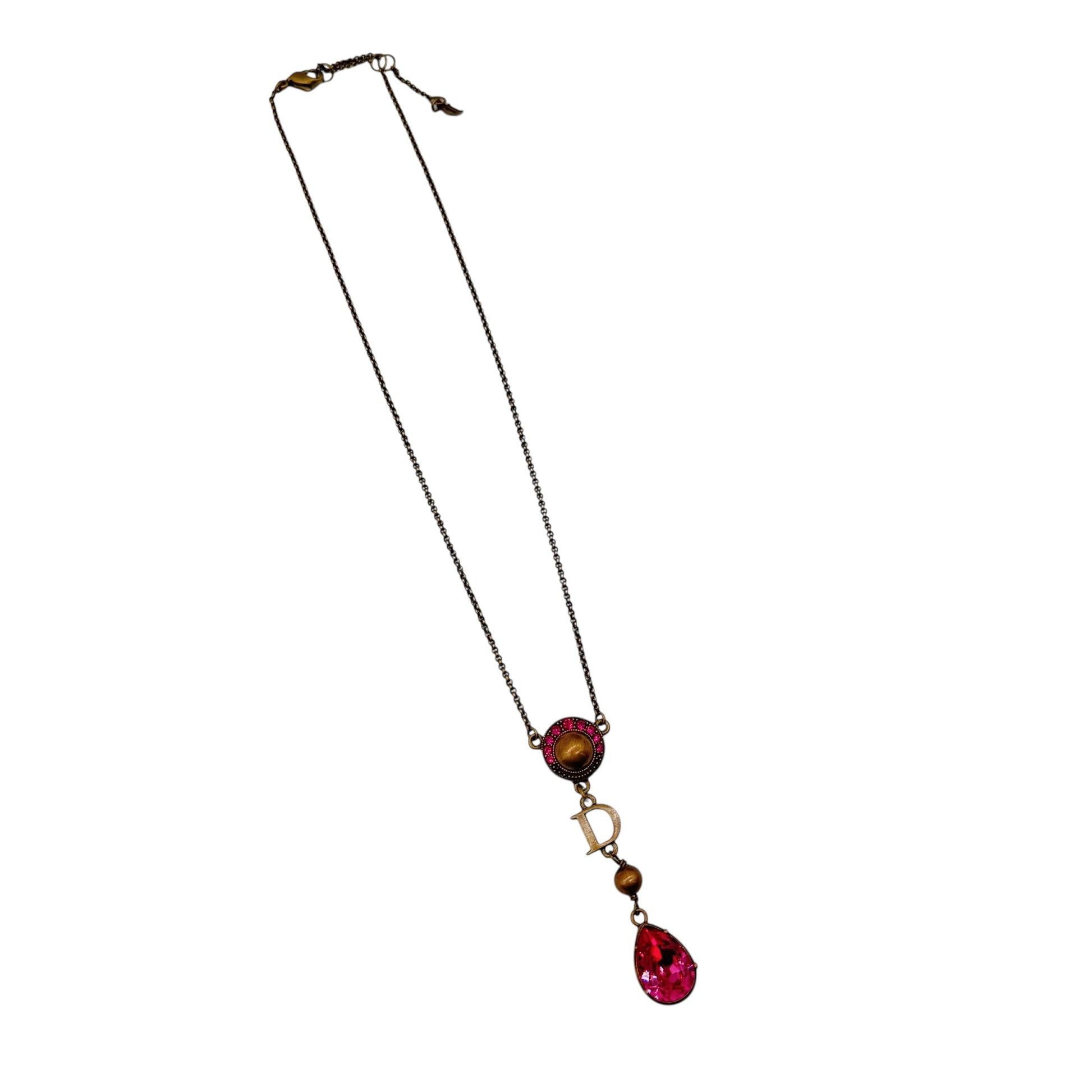 Christian Dior Pink Crystal & Copper Larait Necklace - Outfit Repeater
