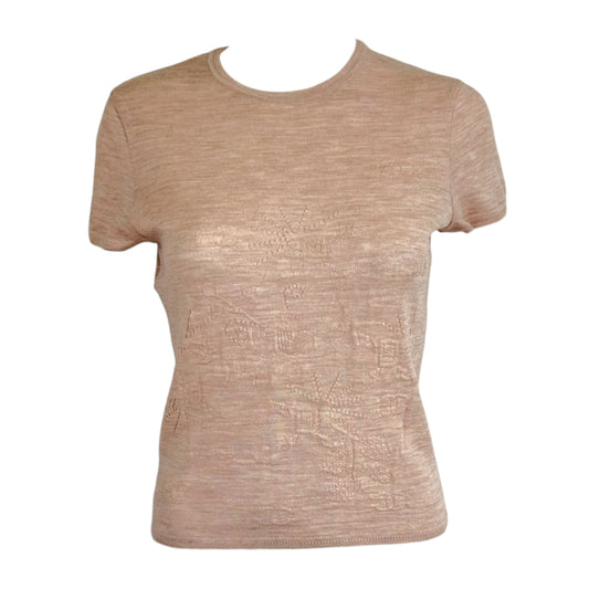 Chanel Beige Wool Knit Logo T-Shirt