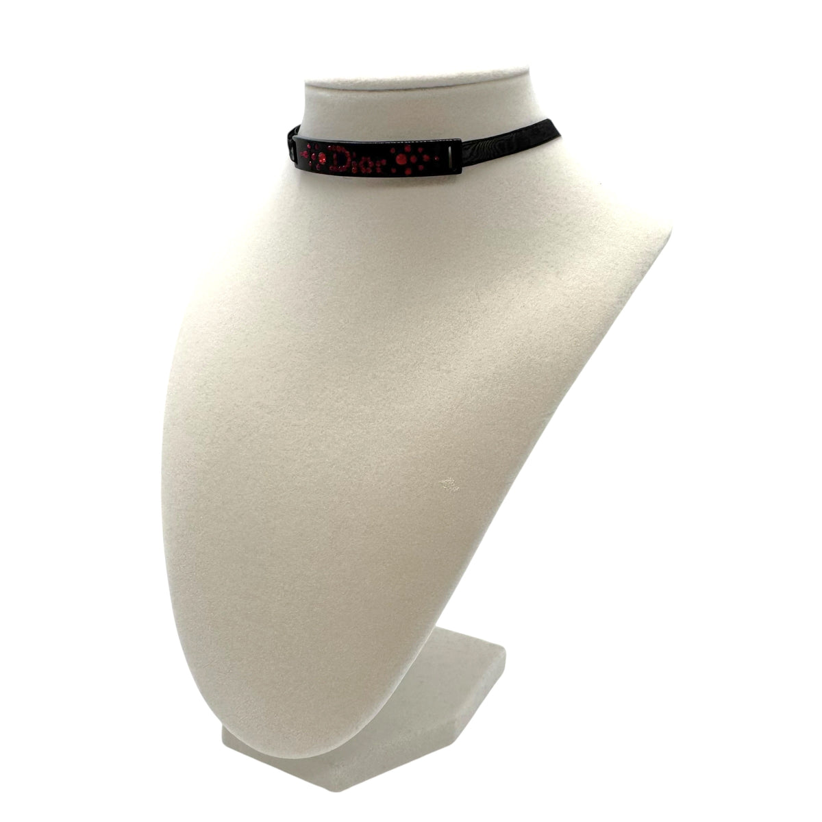 Christian Dior Black & Red Crystal Logo Choker Necklace