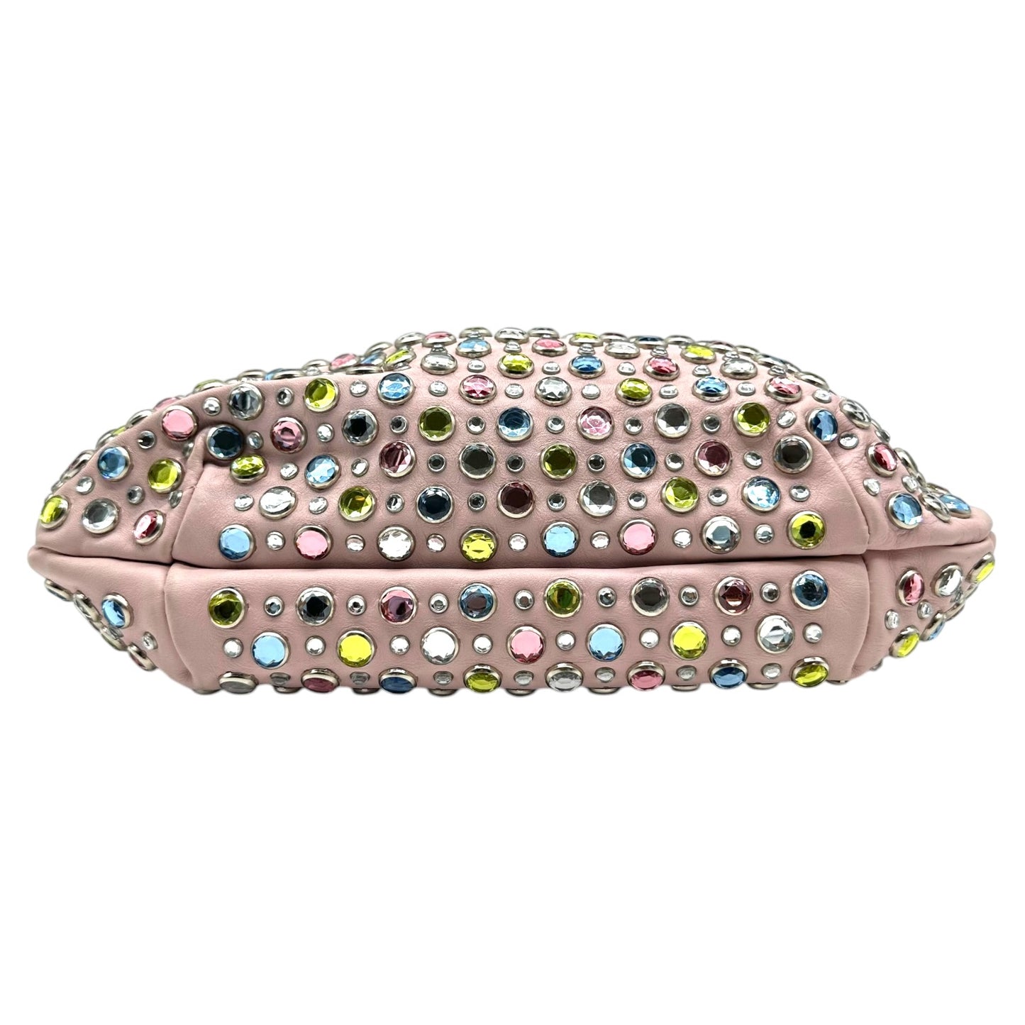 Sonia Rykiel Light Pink Leather & Multicolor Crystal Domino Bag