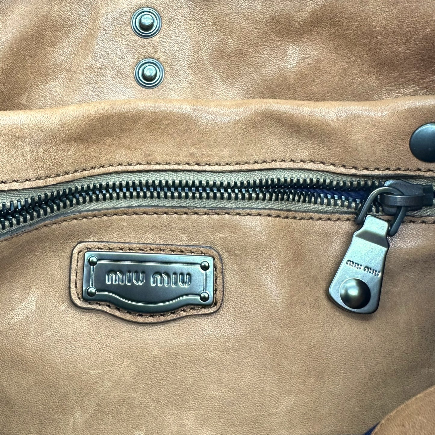 Miu Miu Denim & Leopard Print Ponyhair 2-Way Bag
