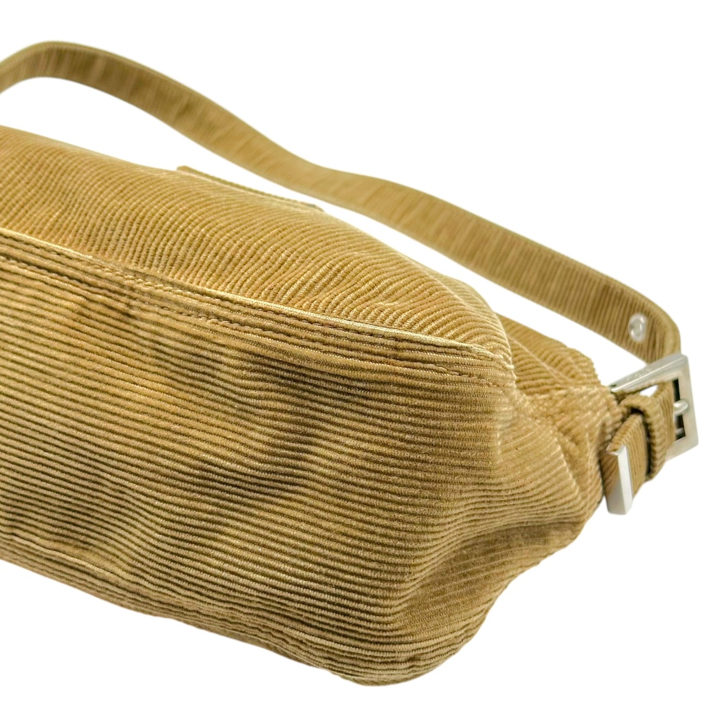 Fendi Brown Corduroy Fold-Over Square Baguette Bag