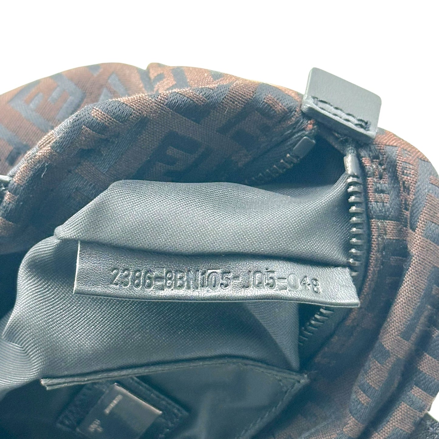 Fendi Brown & Black Zucchino Monogram Top Handle Square Pochette Bag