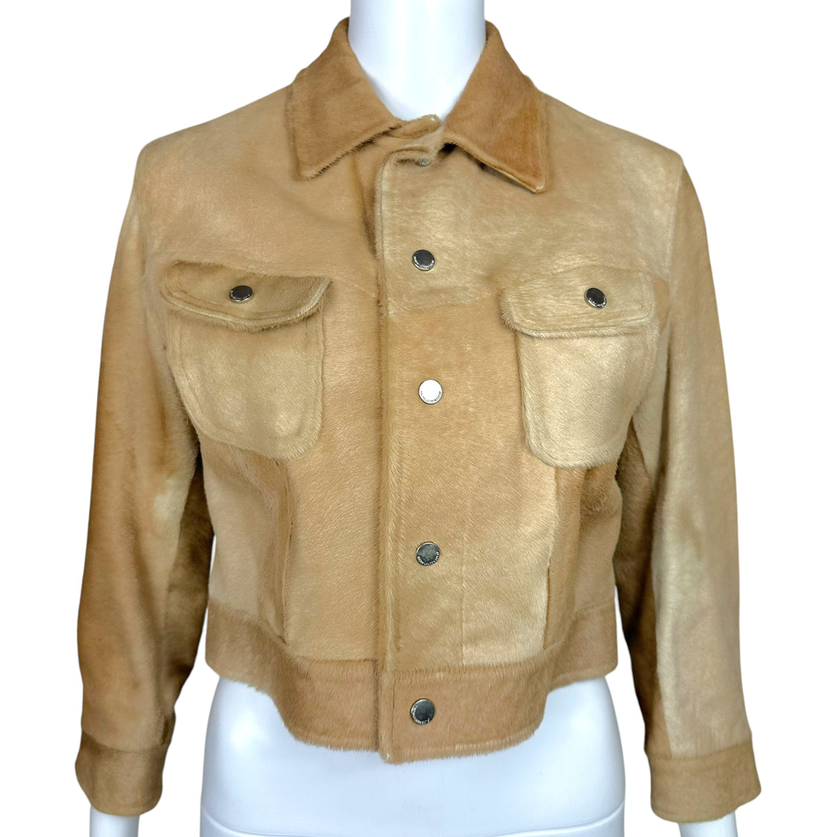 Ralph Lauren Black Label Tan Ponyhair 3/4 Sleeve Jacket