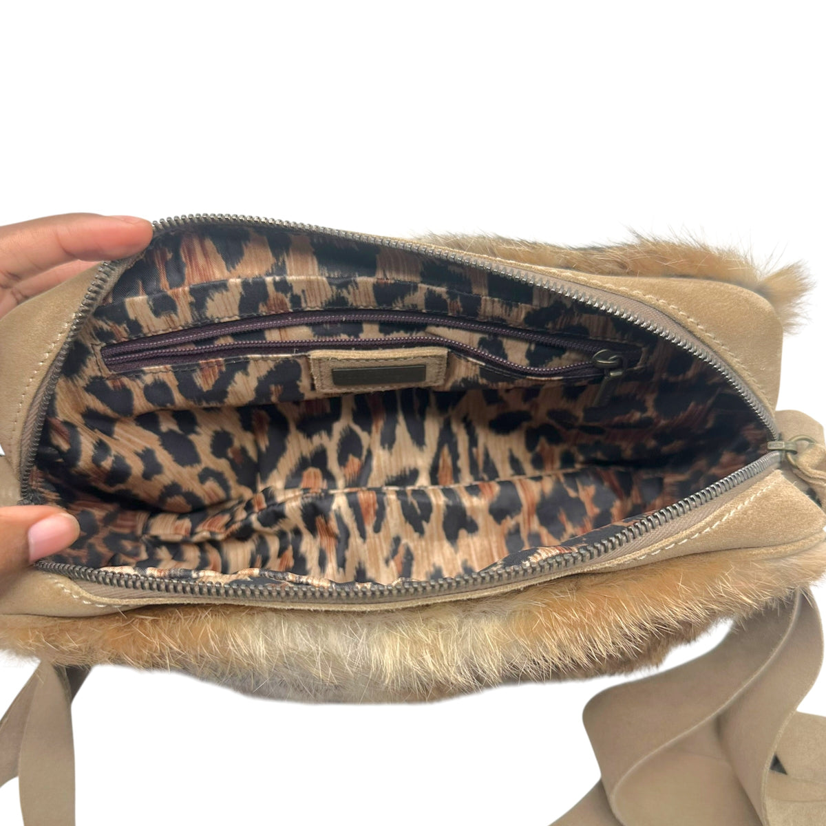 Dolce & Gabbana Rabbit Fur Suede Crossbody Bag