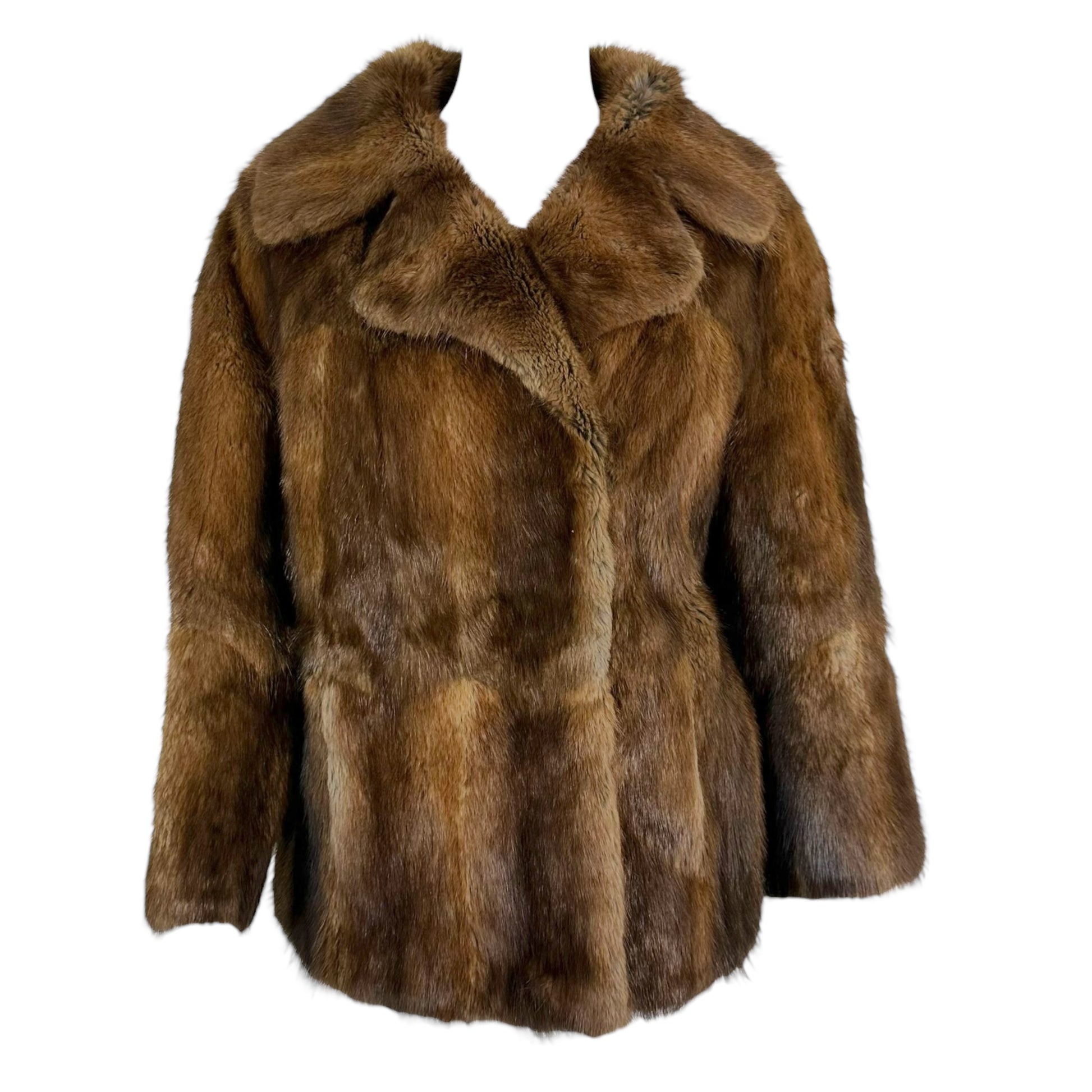 Lanvin Brown Mink Fur Coat with Notched Collar