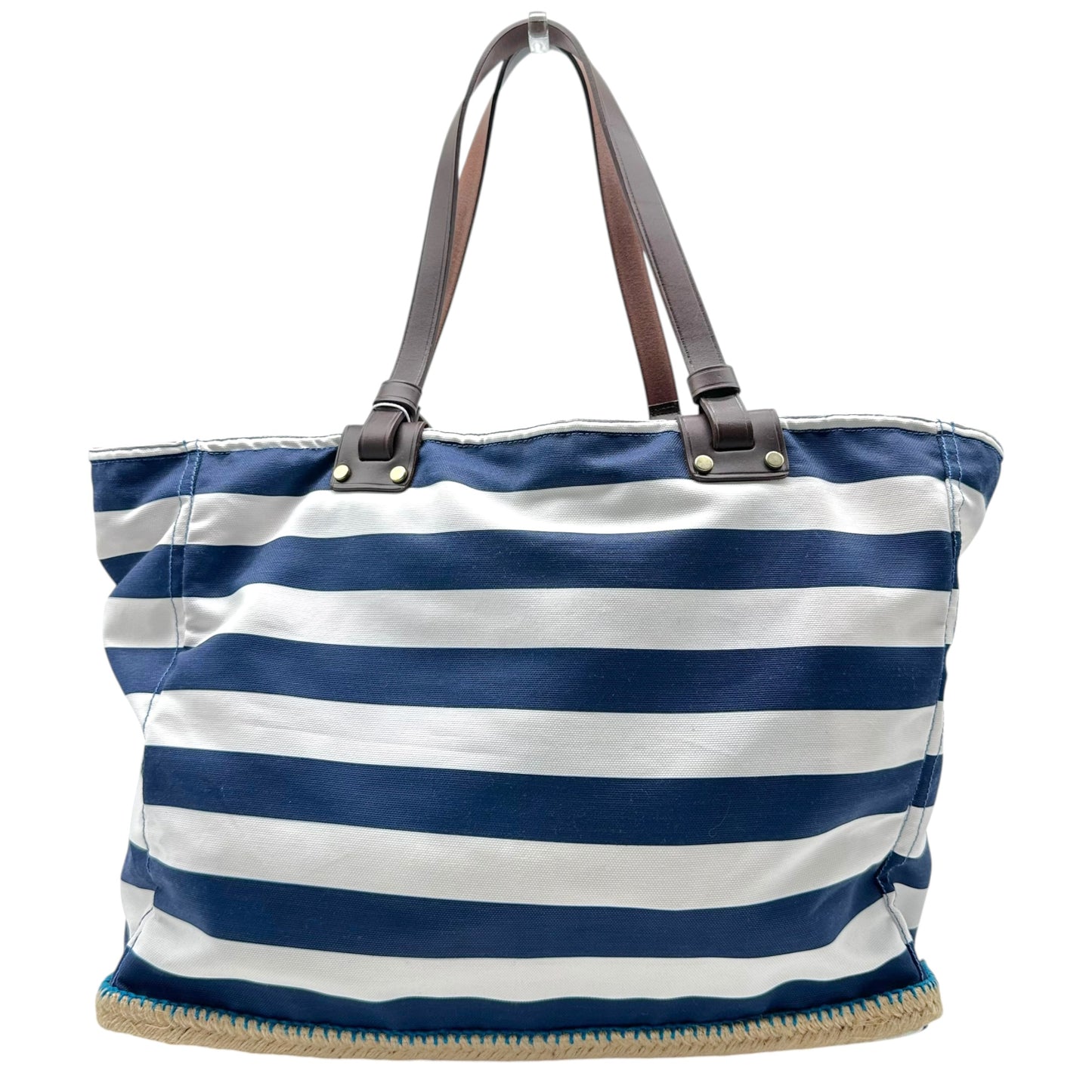 Dsquared2 Blue & White Striped Logo Beach Tote Bag