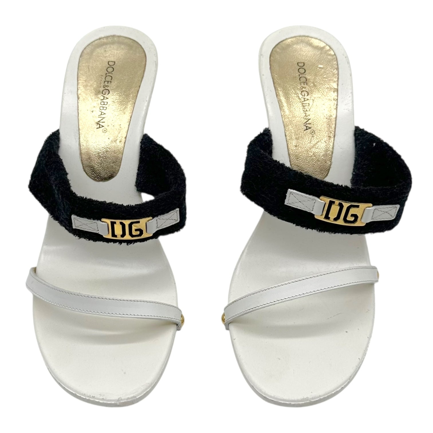 Dolce & Gabbana White & Black Heeled Sandals - Outfit Repeater