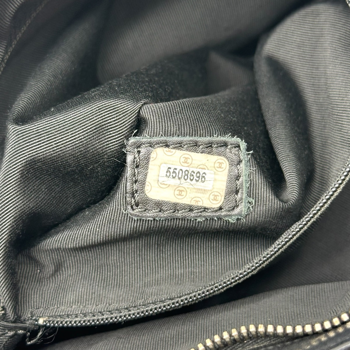 Chanel Black Leather Tote Shoulder Bag CC Logo 1990s