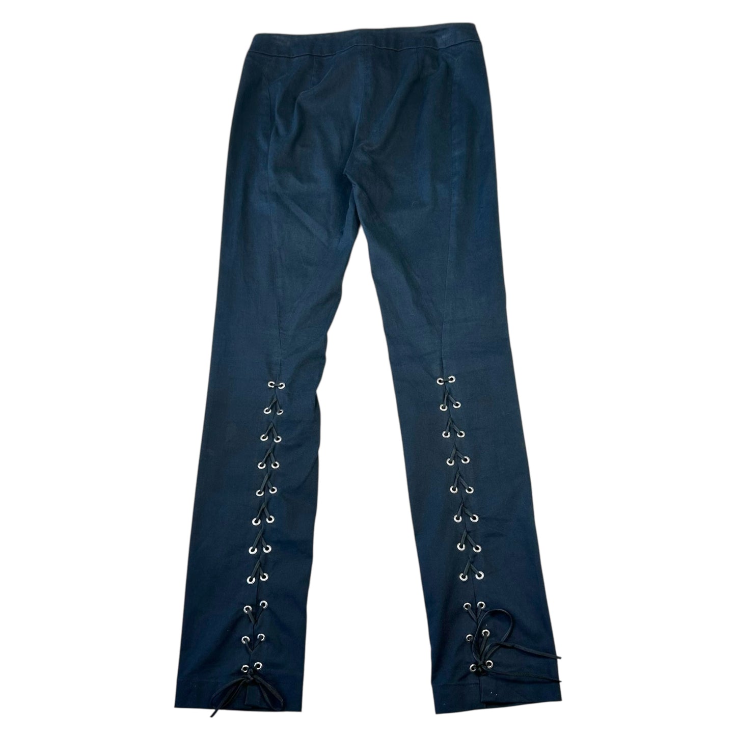Versace Black Lace Up Back Low Rise Pants