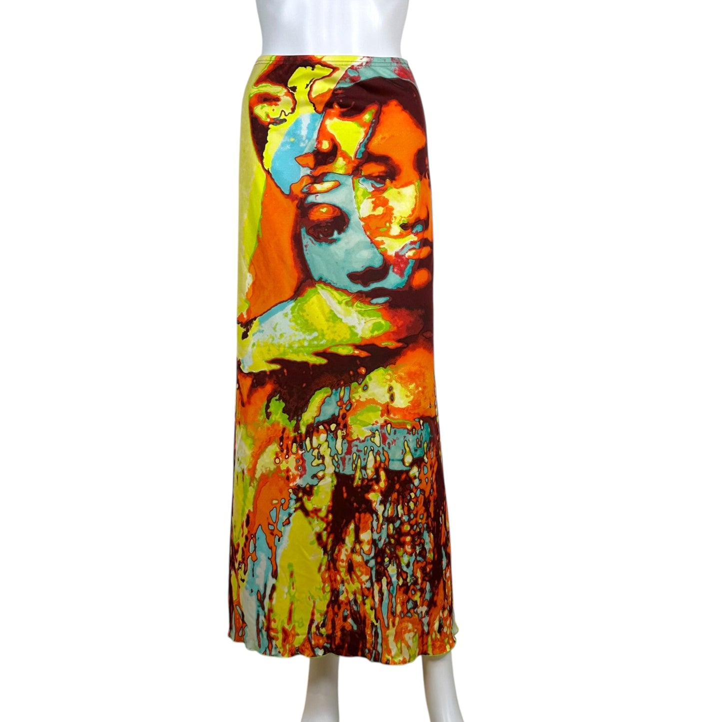 Jean Paul Gaultier Maxi Skirt Psychedelic Face Print Multicolor