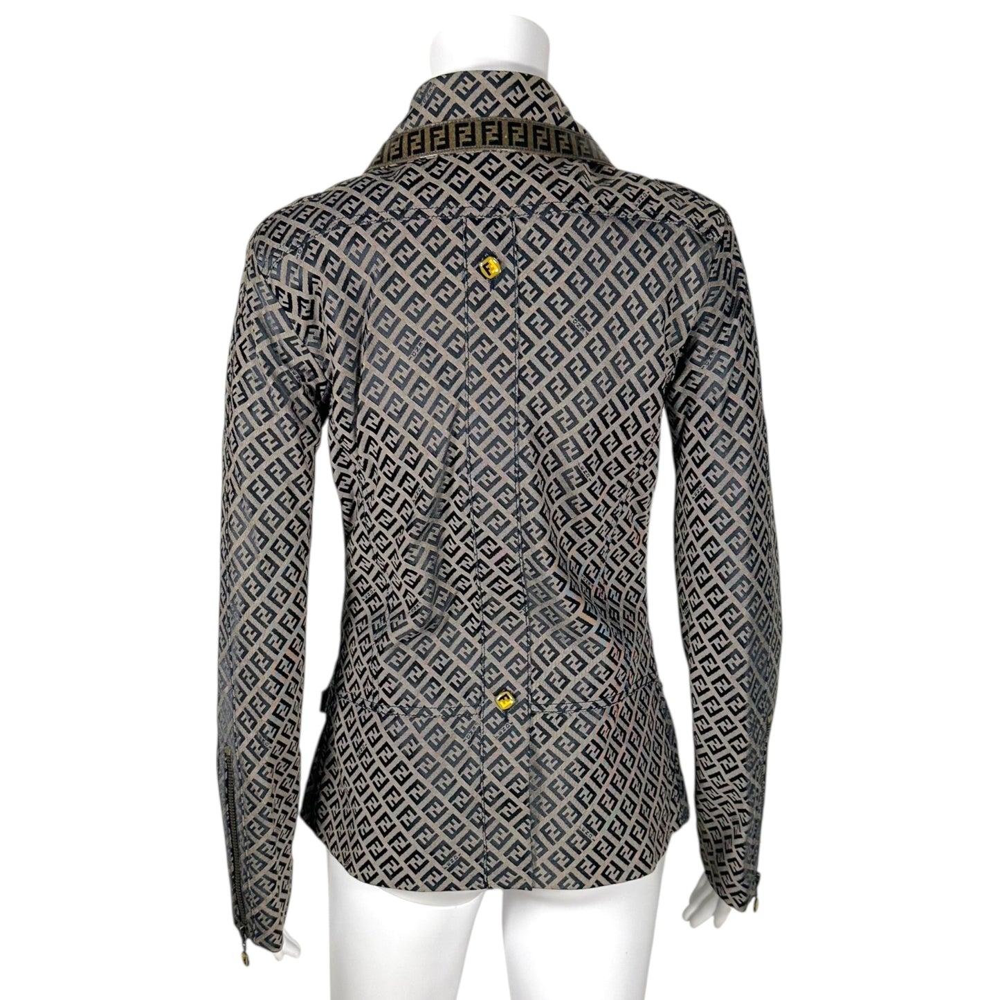 Fendi Navy Blue Zucchino Monogram Print Jacket