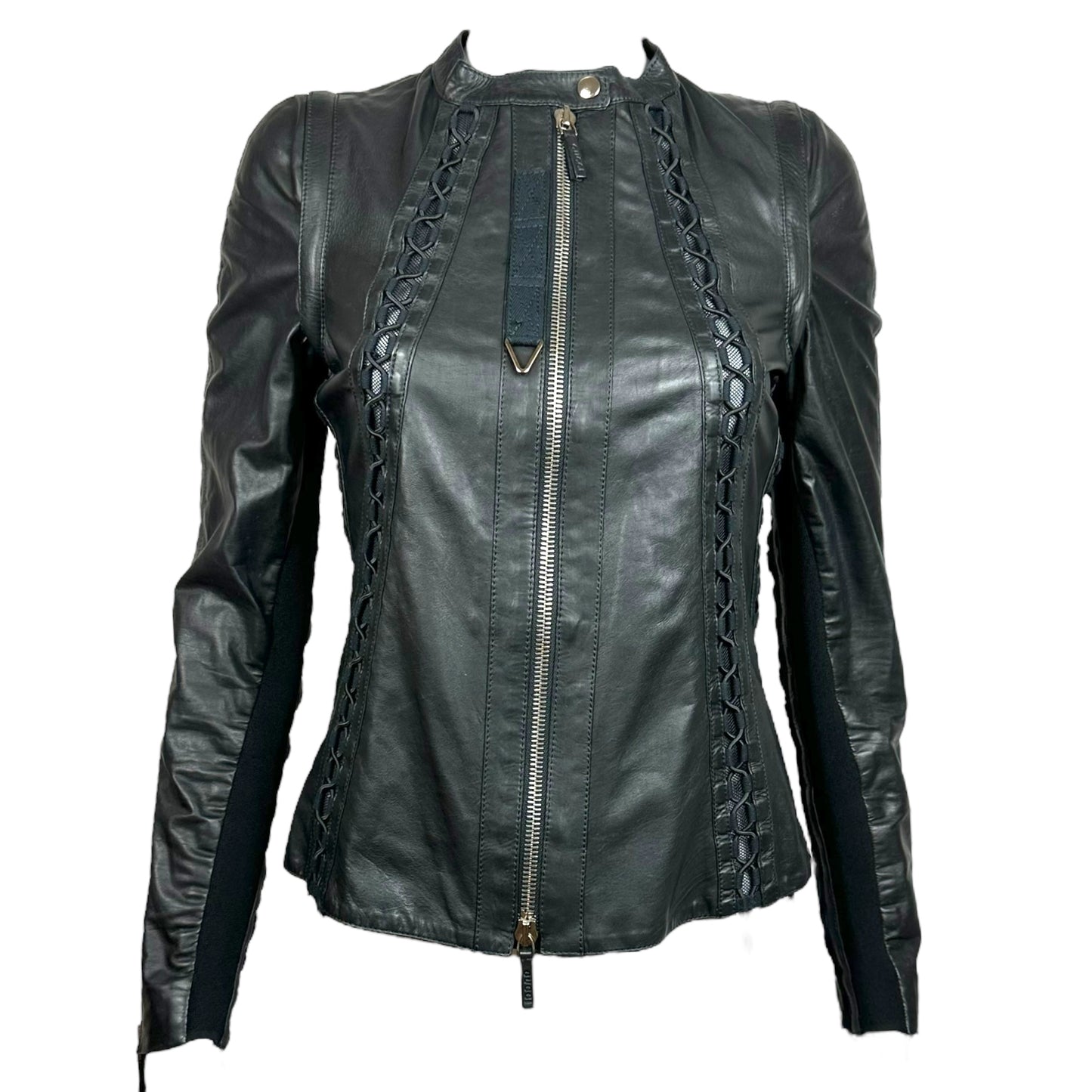 Gucci S/S 2010 Lace Up Black Leather Jacket